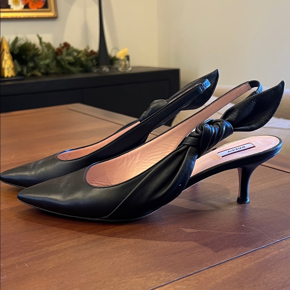 Bally of Switzerland Women's Black Leather Slingback Heels